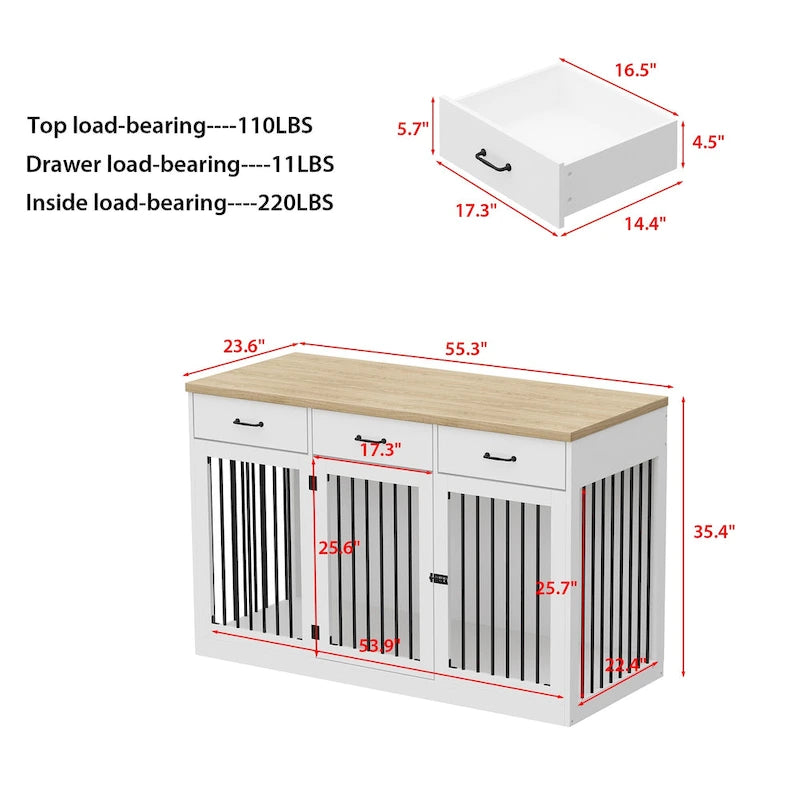 Moderne Hundebox für große Hunde mit Staufächern – elegantes Espresso-Finish