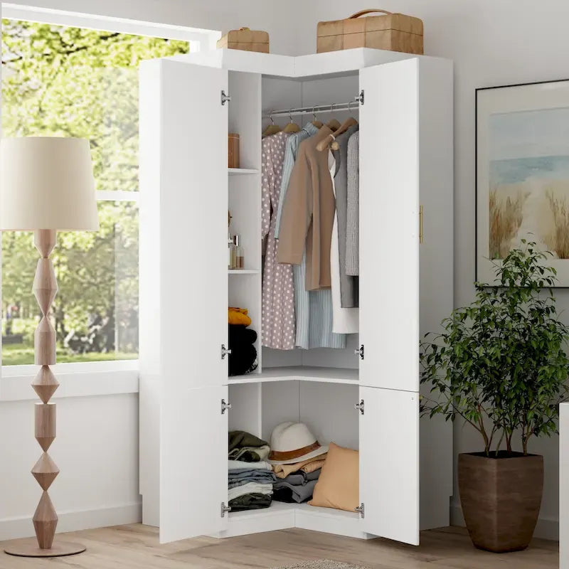 Kleiderschrank-Organizer, Kleiderschränke mit Hängestange und 4 Schubladen, großer Stauraum