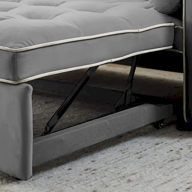 Multifunktionales Samt-Schlafsofa mit Ausziehfunktion, verstellbarer Rückenlehne und Kissen – k. A.