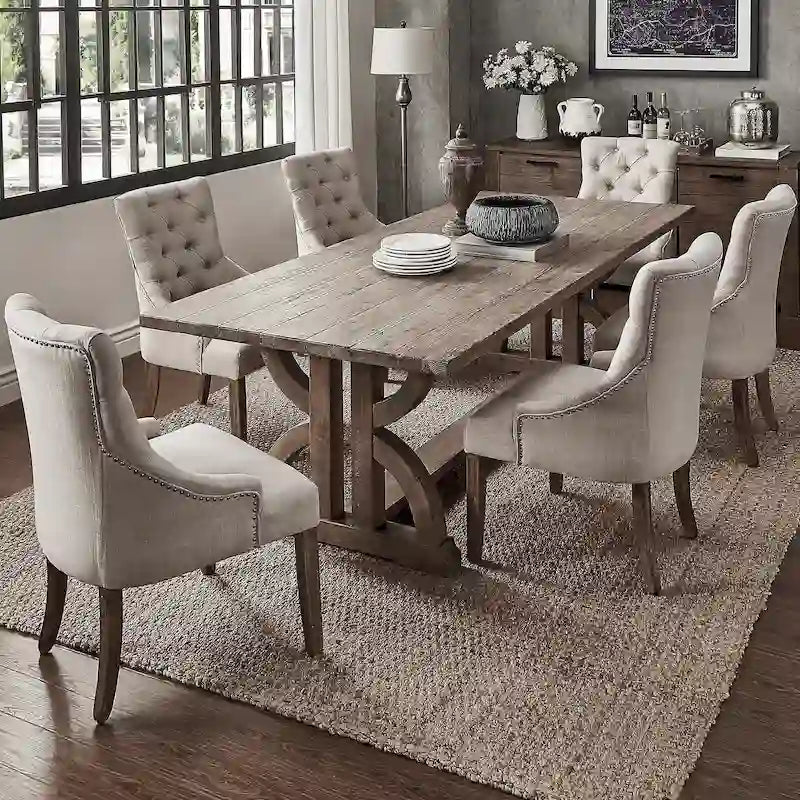 Paloma Farmhouse 7-teiliges Esszimmer-Set aus Altholz von iNSPIRE Q Artisan