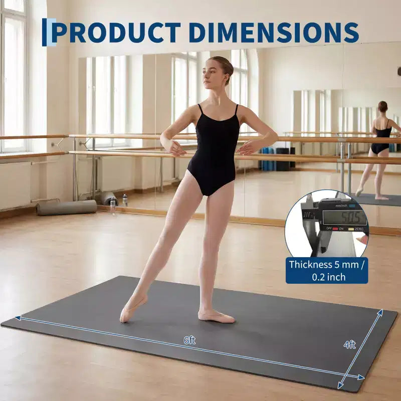 Tragbare 4x6 PVC-Tanzmatte, 5 mm dicke, rutschfeste und kratzfeste Tanzmatte für Ballett, Jazz, Stepptanz, Yoga, Pilates und Training zu Hause
