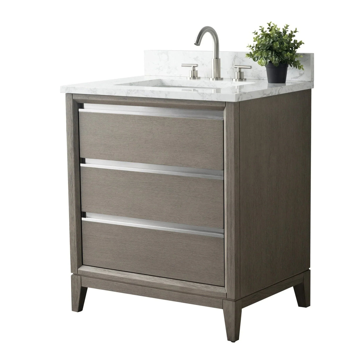Vanity Art Badezimmerschrank mit Keramikwaschbecken und Platte aus technischem Marmor