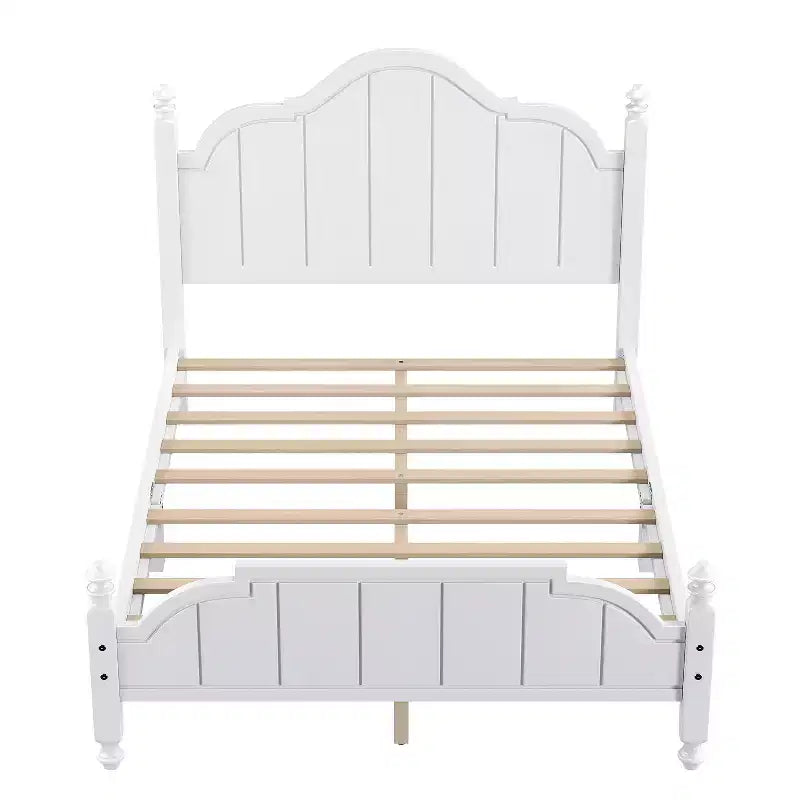 Vintage-Plattformbettgestell in Queensize – Massivholz aus Kiefer, MDF-Kopfteil, kein Boxspringbett erforderlich