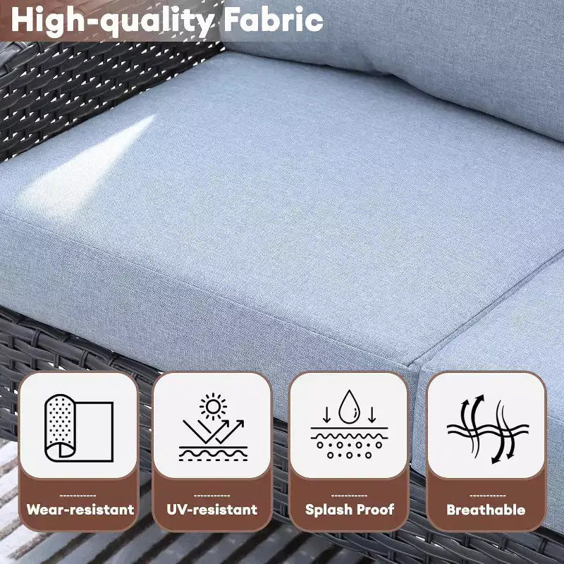 HOMLUX 2er-Set Terrassenstühle aus Korbgeflecht, wetterfeste Rattanstühle mit hoher Rückenlehne für den Außenbereich