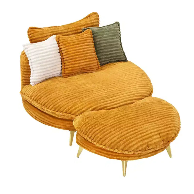Moderner Sessel mit Hocker, gepolstertes extragroßes Einzelsessel-Sofa, tiefer Lounge-Sessel mit Fußstütze für Schlafzimmer, Wohnzimmer und Büro