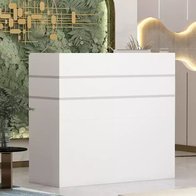 Famapy L-förmiger Empfangstresen Multifunktionaler Empfangstisch Arbeitsplatz