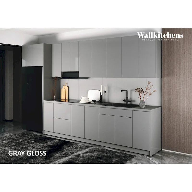 Küche Timeless Kollektion Grau & Weiß Hochglanz Farbbasis Größe 13Ft Breite - 157x24
