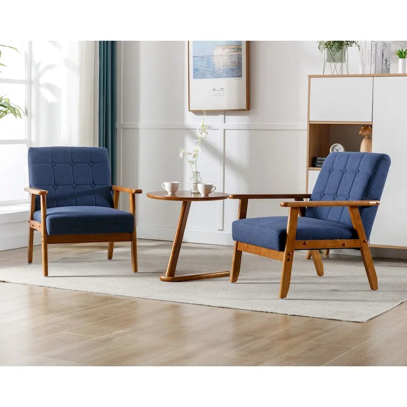 2er-Set Akzentstühle mit Beistelltisch, Armlehnstuhl für Wohnzimmer, Schlafzimmer, Büro - 78,0 cm H * 64,5 cm B * 71,0 cm T