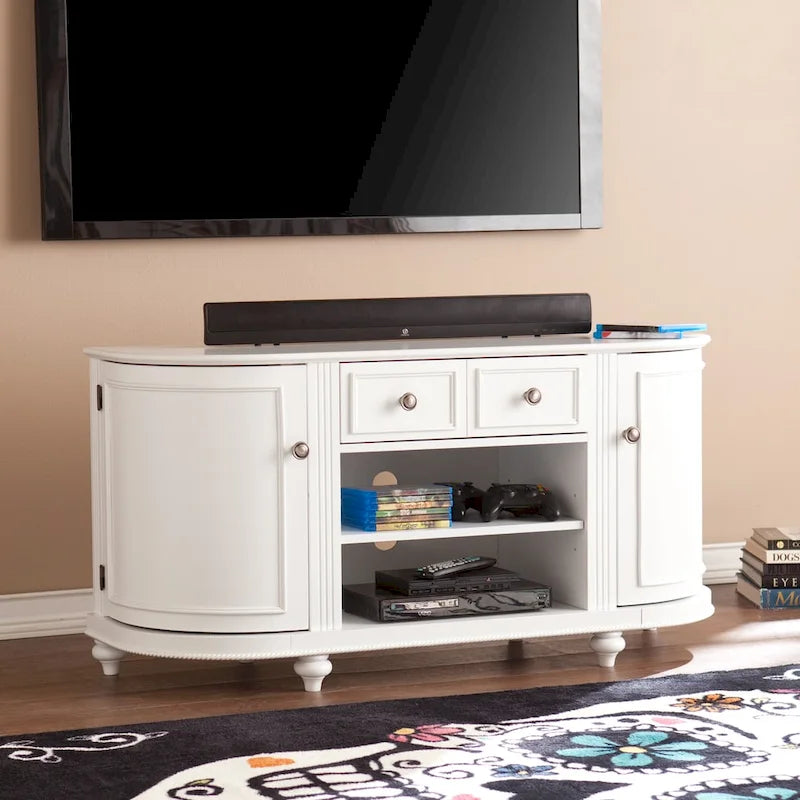 SEI Furniture Wells moderner TV-Ständer im Farmhouse-Stil in Weiß für Fernseher bis 46 Zoll