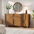 Moderne geometrische Kommode mit 6 Schubladen, breiter Aufbewahrungsschrank mit Halbkreis-Akzent für Schlaf- und Wohnzimmer