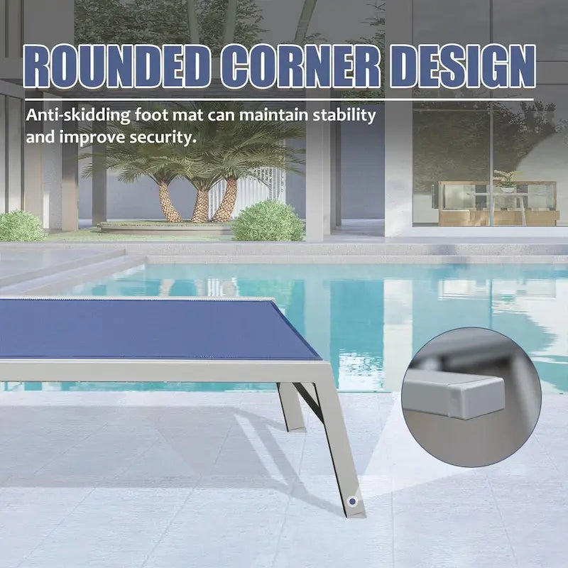 3-teiliges Terrassen-Liegen-Set, Aluminium-Poolliegen mit Beistelltisch, verstellbare wetterfeste Outdoor-Liegestühle