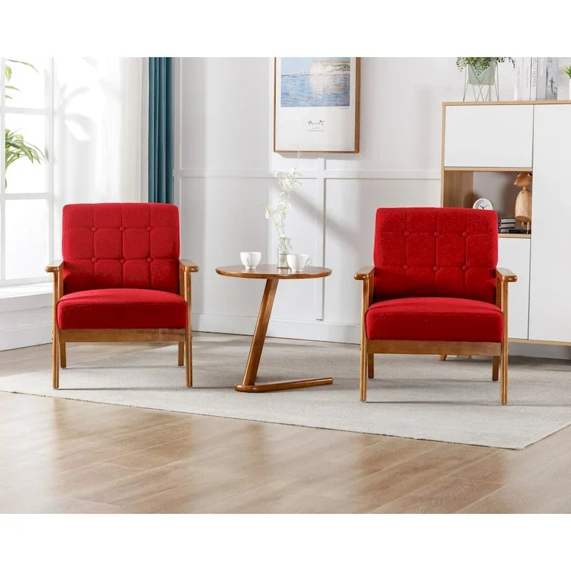 2er-Set Akzentstühle mit Beistelltisch, Armlehnstuhl für Wohnzimmer, Schlafzimmer, Büro - 78,0 cm H * 64,5 cm B * 71,0 cm T
