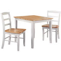 3-teiliges Esszimmer-Set mit Esstisch und 2 Leiterrückenstühlen Weiß/Natur ¨C International Concepts: Massivholz, Quadratisch, Ohne Verlängerung