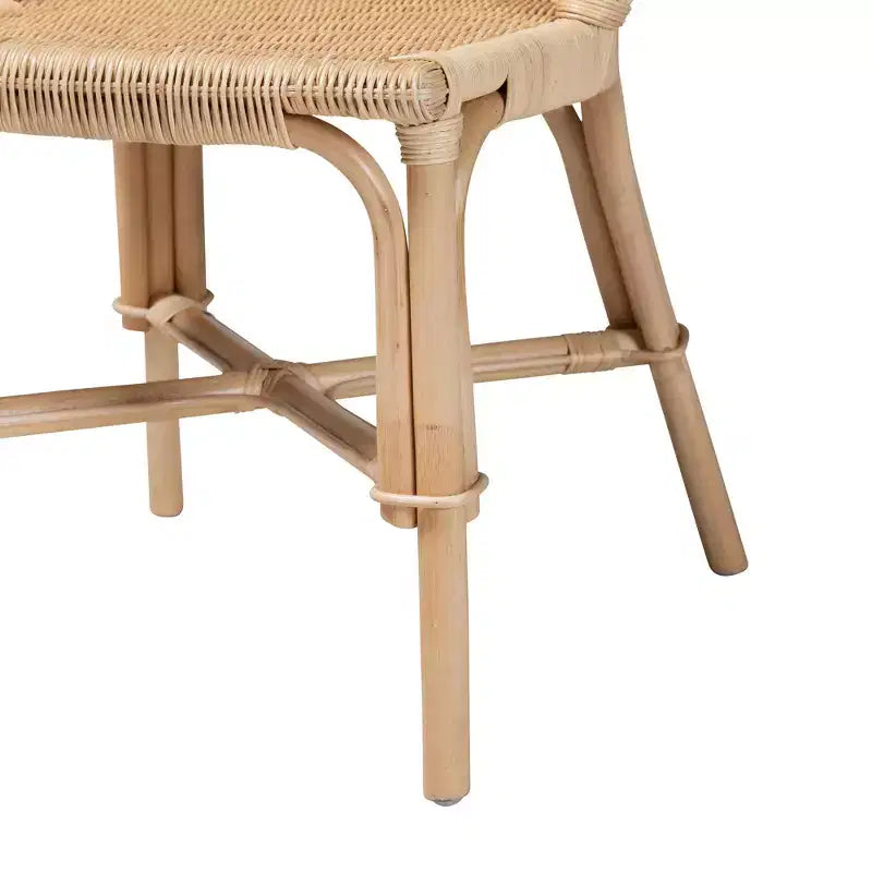bali & pari Jelita Modernes Bohemian-Set aus 2 Rattan-Esszimmerstühlen in natürlichem Braun