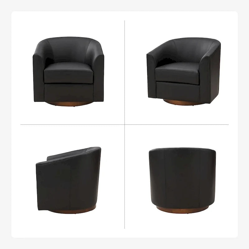 Haley Moderne drehbare Fässerstuhl-Set aus Kunstleder mit Massivholzfuß, 2er-Set von HULALA HOME