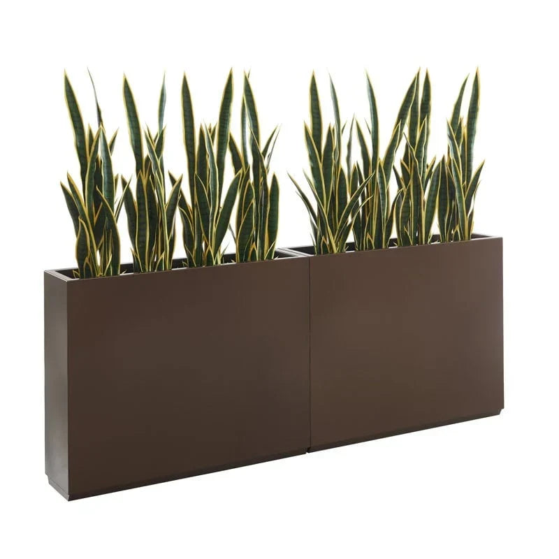 Schwerer metallischer Pflanzkübel für Außenpflanzen, 38L x 10B x 30H Zoll, hohe und lange Pflanzbox mit Metallteiler – 38 x 30 x 10