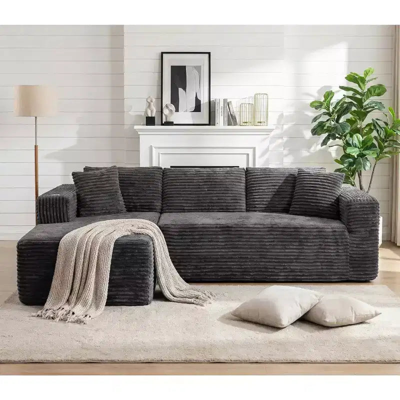 Celebalcony 103 modulares, rahmenloses Ecksofa, L-förmige Récamiere mit 2 Getränkehaltern, weiches Cord-Cloud-Sofa für das Wohnzimmer, keine Montage erforderlich