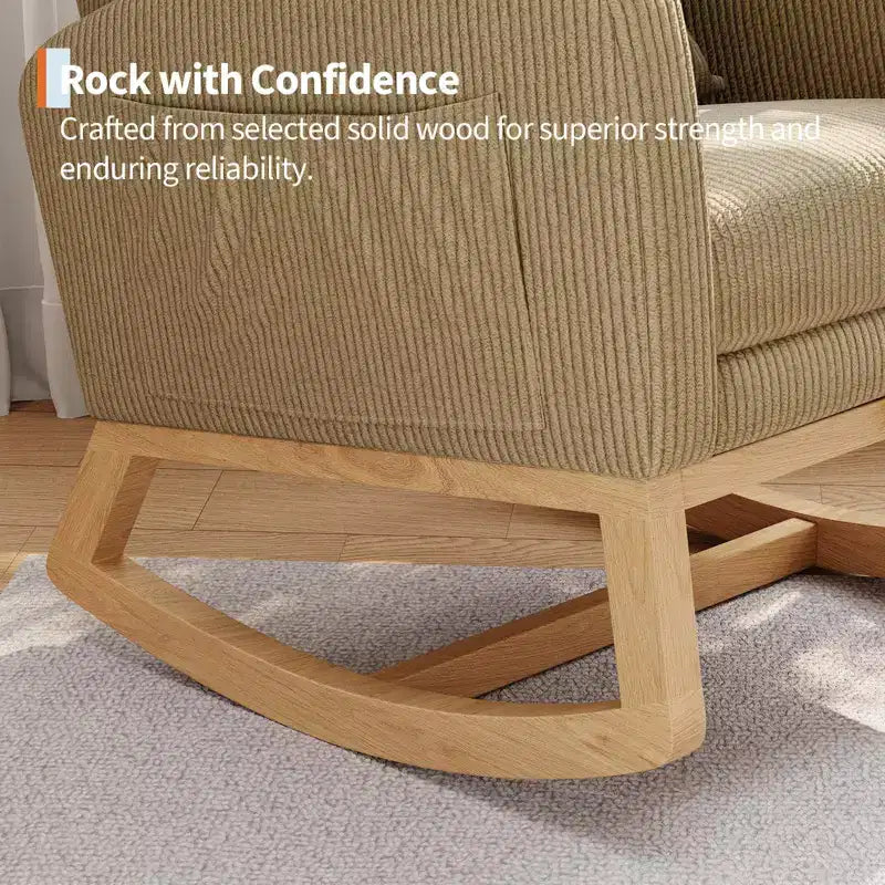 Moderner Schaukelstuhl mit Kissen & Seitentaschen, für Wohnzimmer, Schlafzimmer