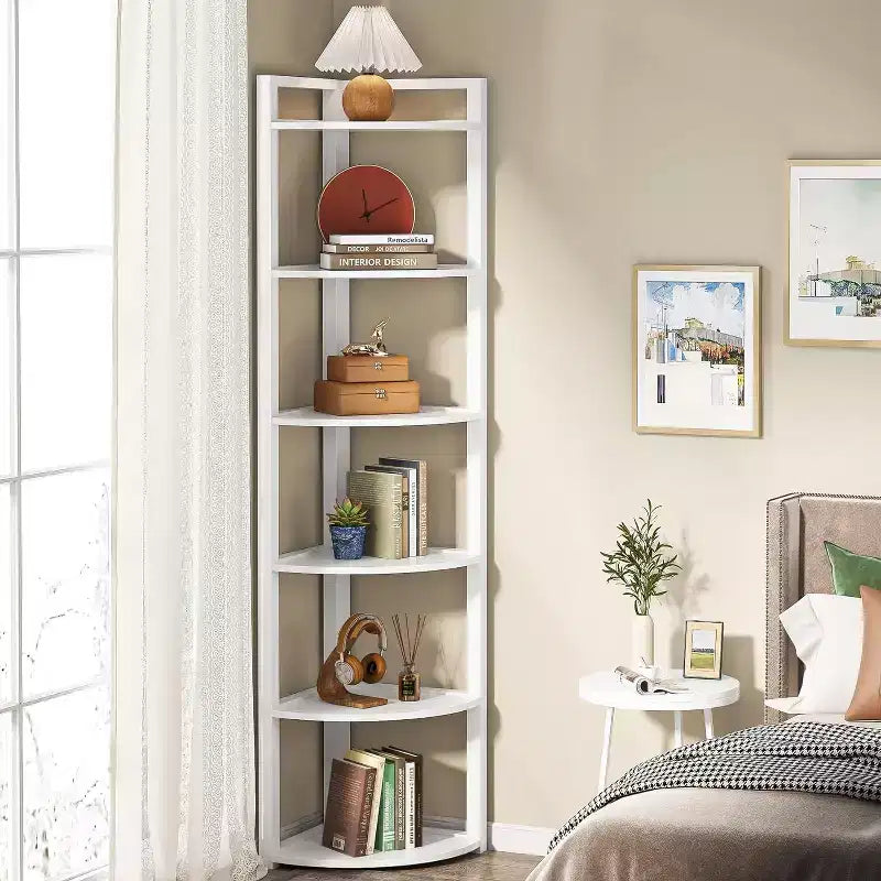 Tribesigns Eckbücherregal mit 6 Ebenen, 180 cm hohes Bücherregal mit Stauraumregal