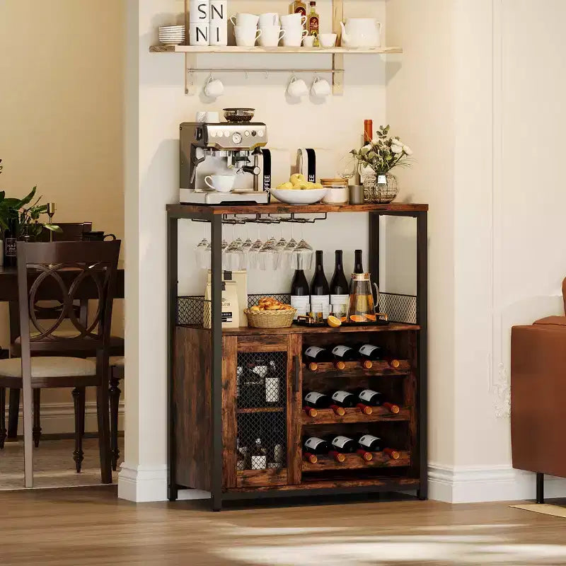 DobleePy Bar-Schränke, Weinschränke, Sideboards, verstellbare Einlegeböden, geeignet für kleine Barschränke in Küchen und Restaurants, Retro-Farbe