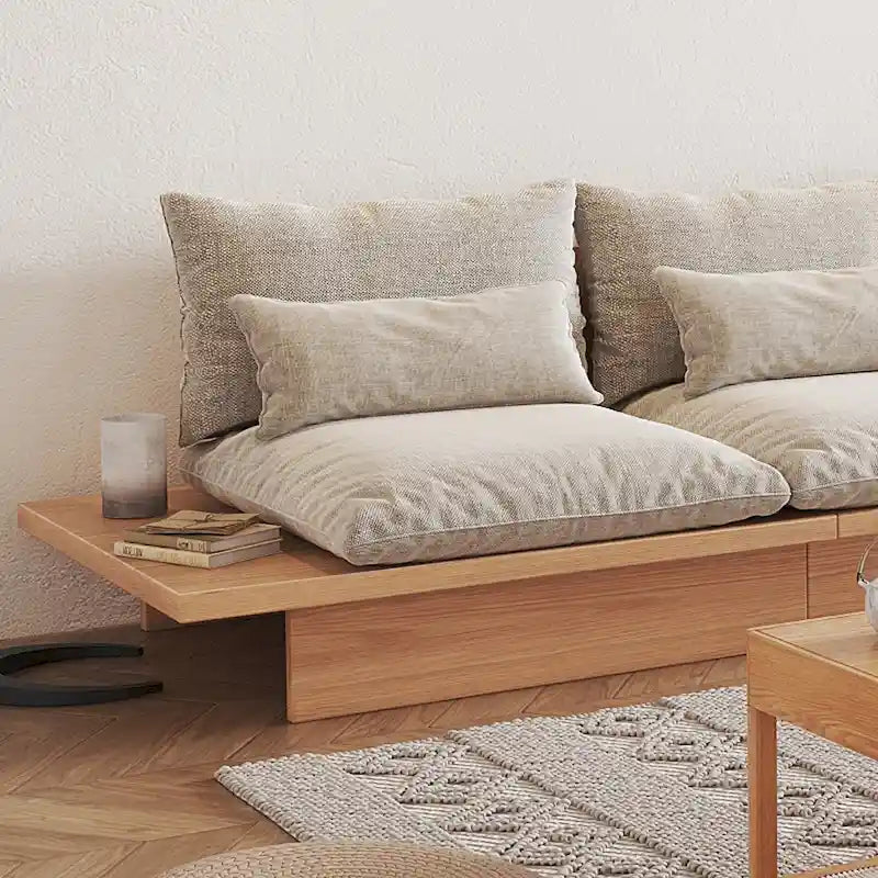 JASIWAY Baumwollsofa in Beige mit Holzgestell