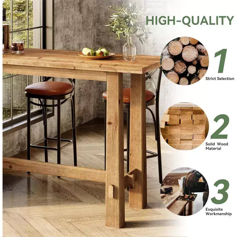 63-Zoll-Stehtisch aus Massivholz für Küche, Café oder Restaurant