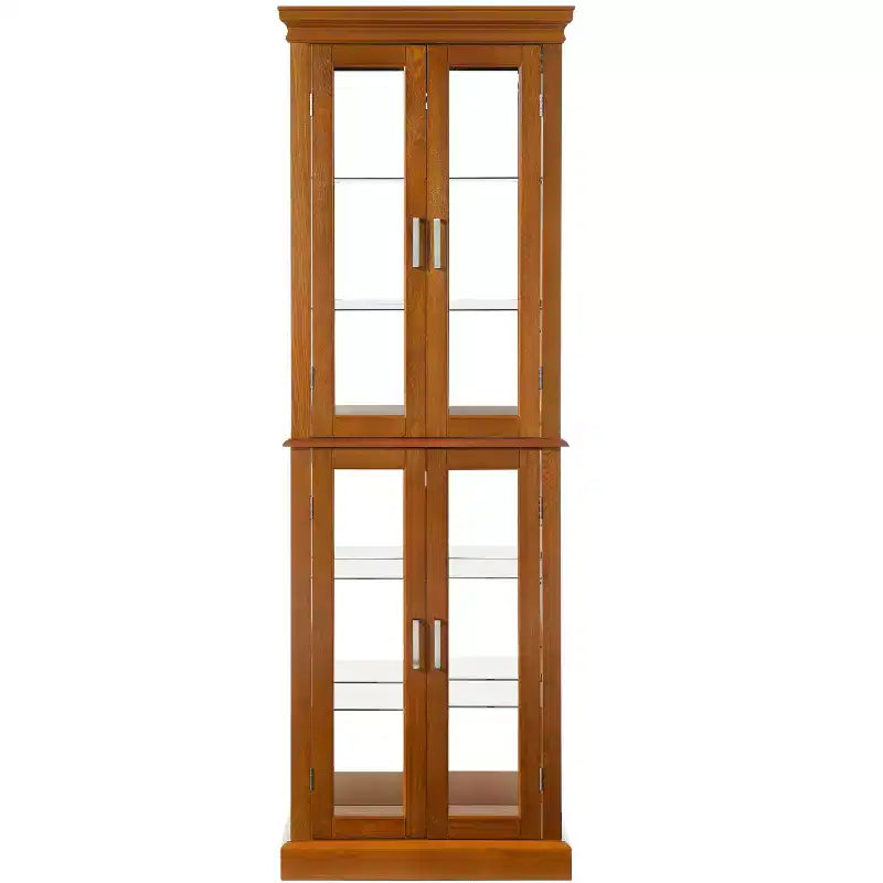 Vitrine, Wohnvitrine mit 6 verstellbaren Einlegeböden und Türen aus gehärtetem Glas, hoher Schrank für Wohnzimmer, Schlafzimmer