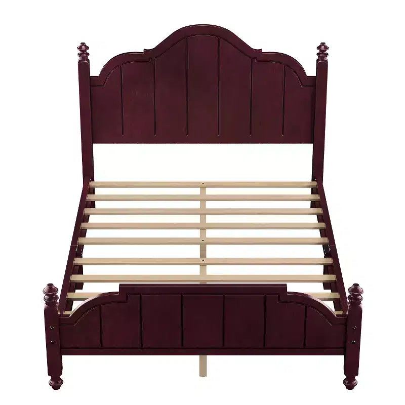 Vintage-Plattformbettgestell in Queensize – Massivholz aus Kiefer, MDF-Kopfteil, kein Boxspringbett erforderlich