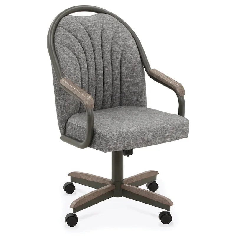 Chromcraft Douglas Esszimmerstühle mit Rollen in Kastanienbraun, graues Finish (2er-Set)