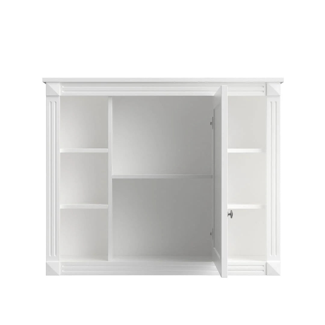 36" Moderner Badezimmer-Waschtisch mit Aufsatzwaschbecken und Spiegelschrank, 2 Türen und 2 Schubladen