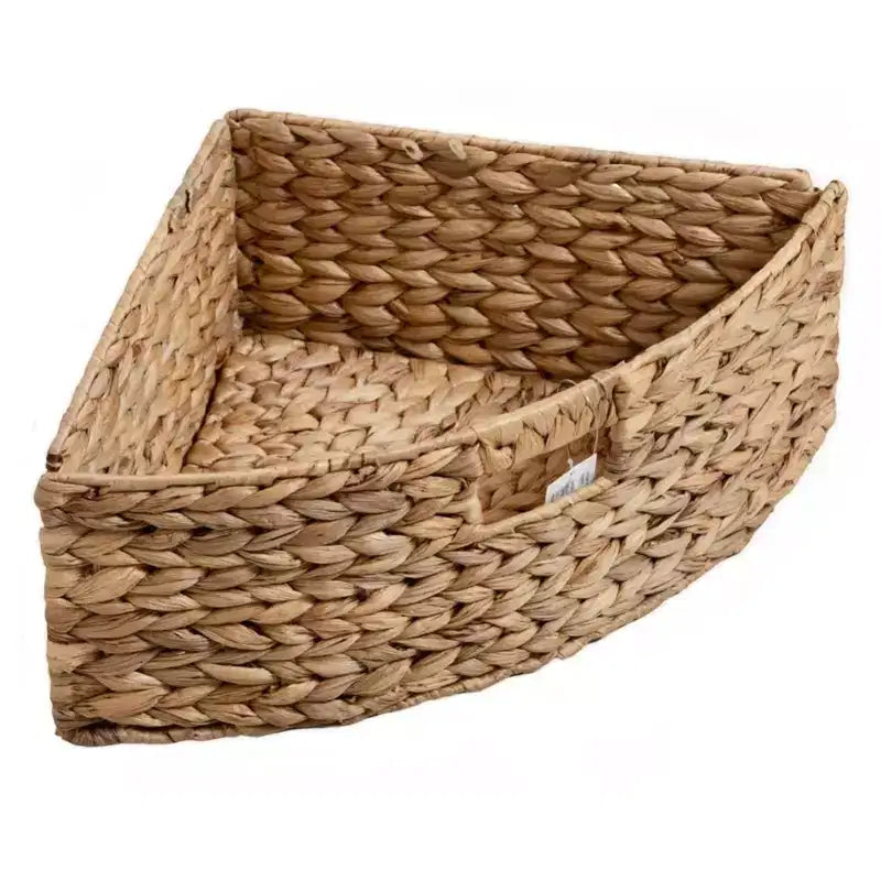 eHemco Hampton Meadows 4-stufiger Eck-Beistelltisch mit X-förmigen Seitenteilen und 4 Weidenkörben