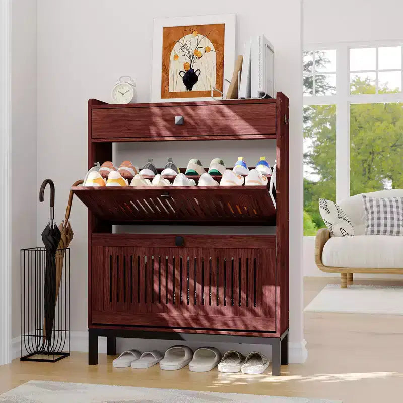 Moderner Schuhschrank aus Holz, verstellbarer Regalboden, freistehendes modernes Design, für Flur, Wohnzimmer