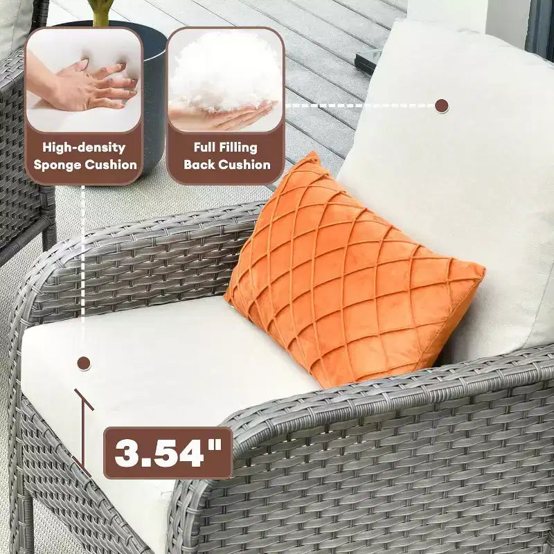 HOMLUX 2er-Set Terrassenstühle aus Korbgeflecht, wetterfeste Rattanstühle mit hoher Rückenlehne für den Außenbereich
