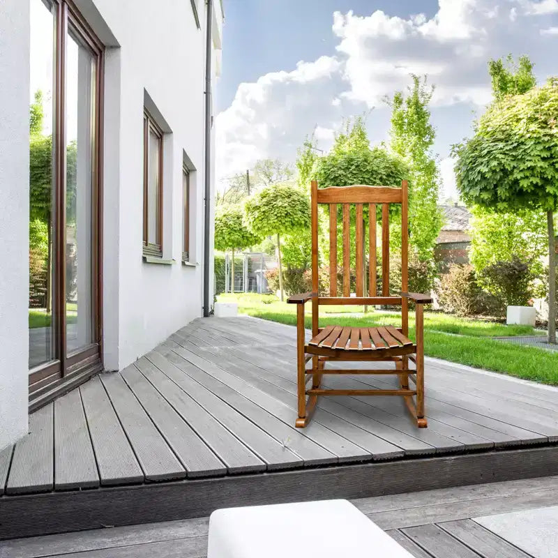 Karl Home | 24-Zoll-Terrassen-Schaukelstuhl aus Massivholz