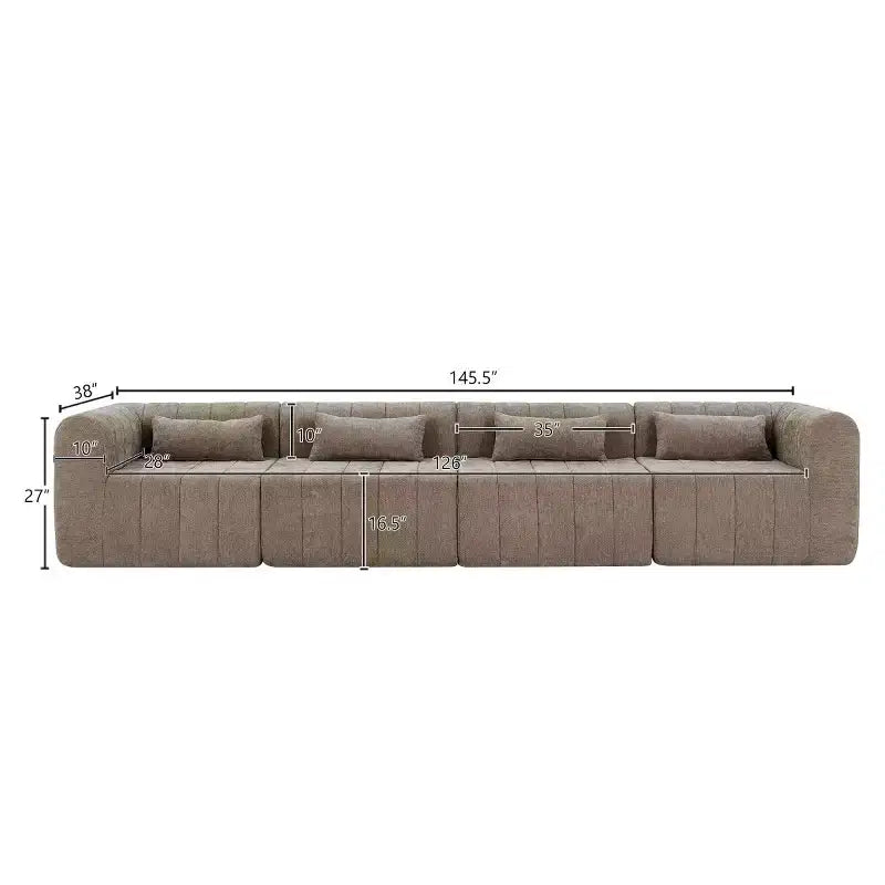145.5 Modernes, wandelbares Ecksofa, Polster-Ecksofa für 4 Personen mit Schaumstoffkern, L-förmiges Wohnzimmer-Sofa-Panipeachy