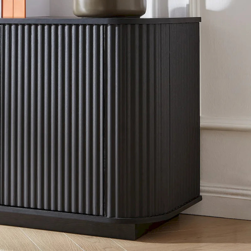 Sideboard Aufbewahrungsschrank TV-Ständer mit Wellenmuster Buffet-Schrank Holzschrank mit vertikalen Streifen
