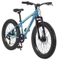 Okak 24-Zoll-Fatbike mit Vordergabel-Federung, 7-Gang-Mountainbike mit Scheibenbremsen und Rahmen aus kohlenstoffreichem Stahl, Trailbike für den täglichen Arbeitsweg