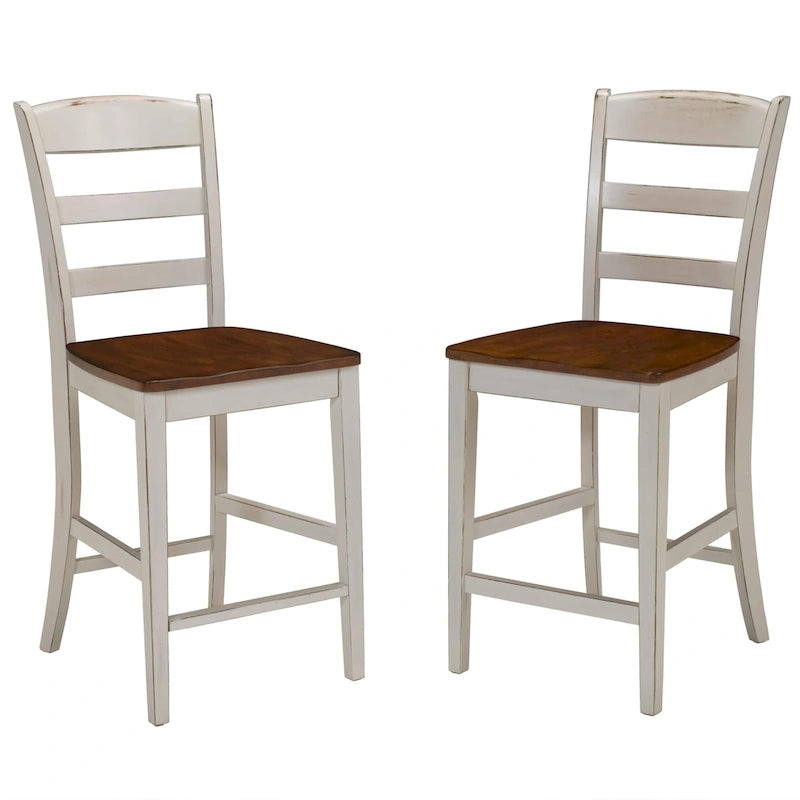 Homestyles Monarch 3-teiliges Kücheninsel-Set aus cremeweißem Holz mit ausklappbarer Holzplatte – 48 x 25 x 36