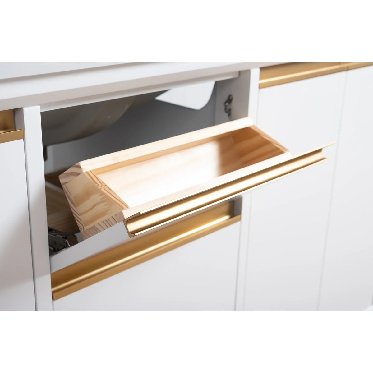 Vanity Art Badezimmerschrank mit Keramikwaschbecken und Platte aus technischem Marmor