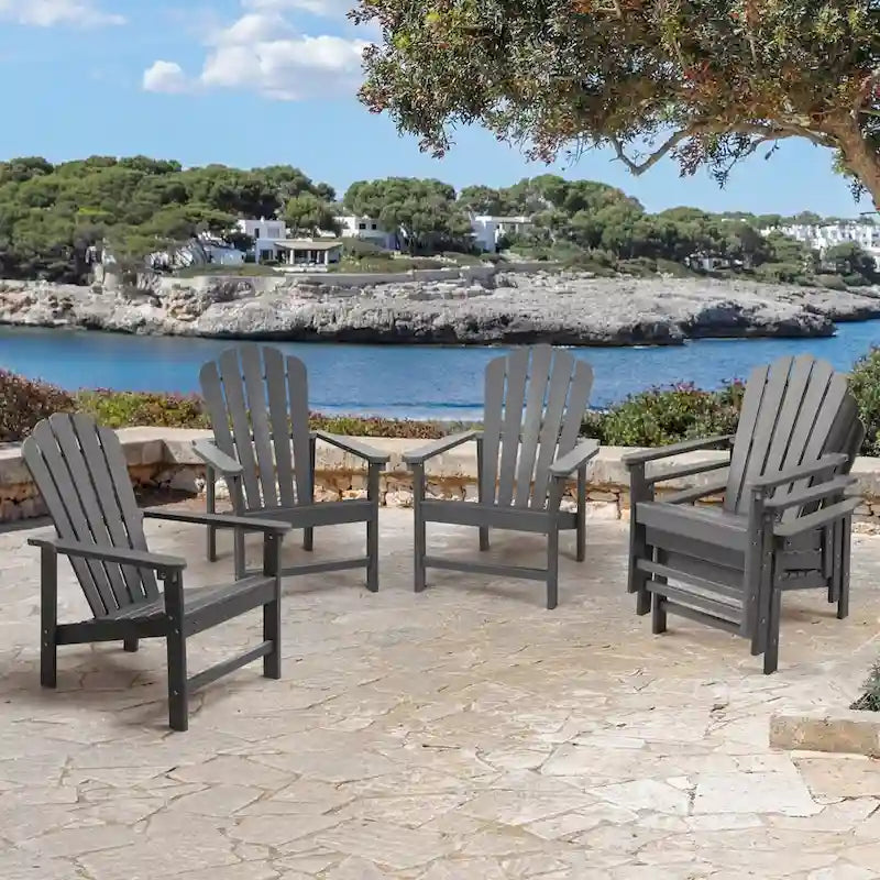 Vrakae 6er-Set stapelbarer Adirondack-Gartenstühle aus HDPE für jedes Wetter