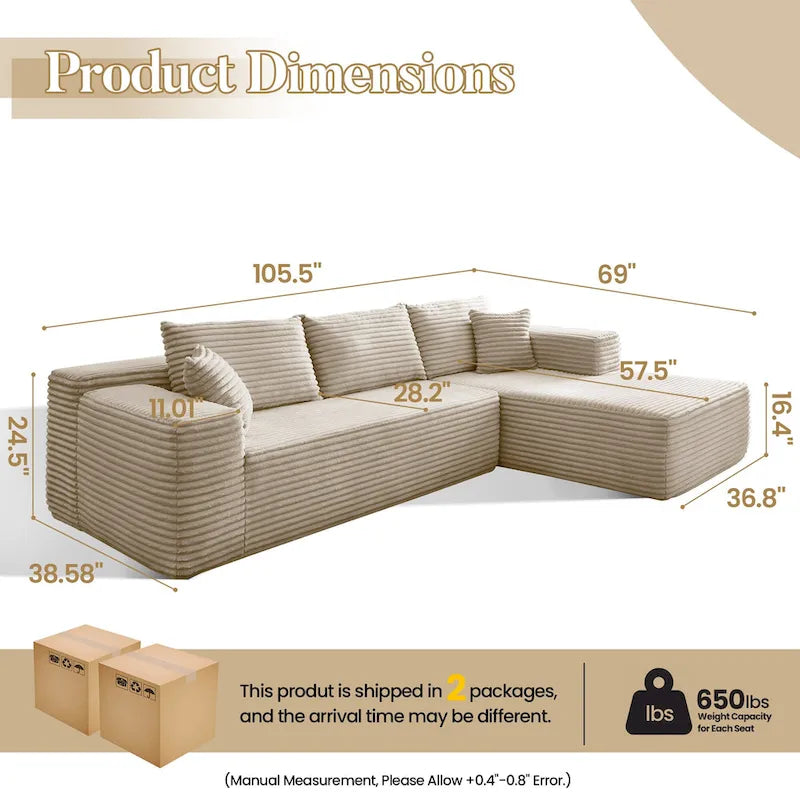 Modernes Polster-Chaiselongue-Sofa mit Kissen für das Wohnzimmer