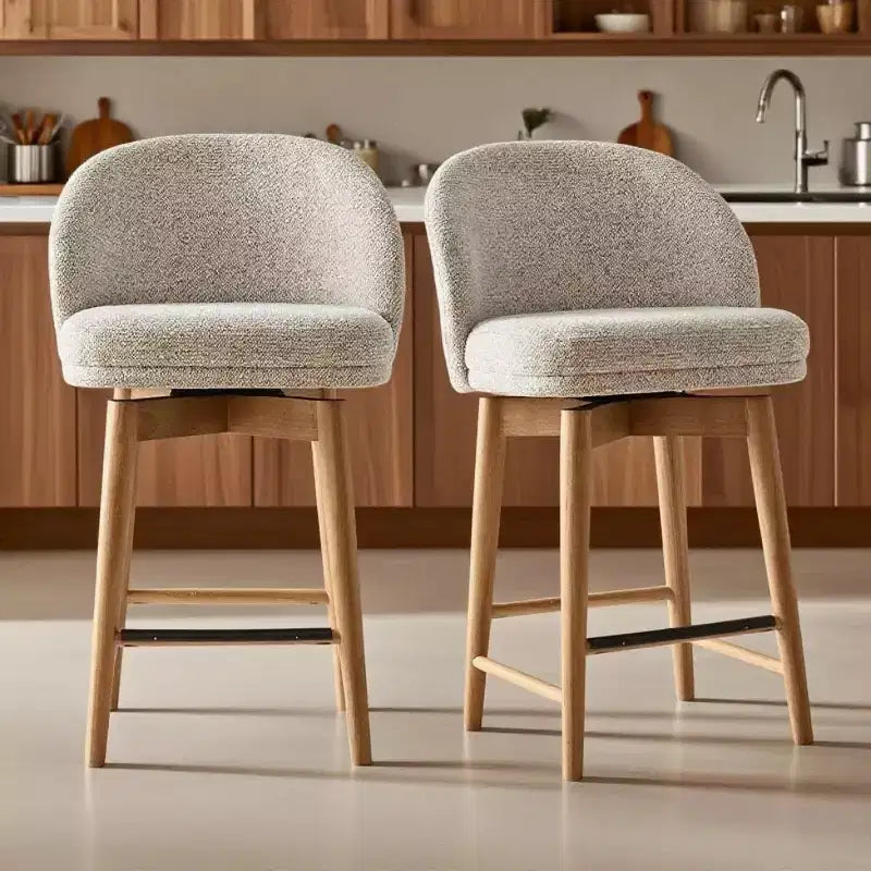 2er-Set moderne drehbare Tresenhocker mit gepolsterter Sitzfläche, 360° rotierbare Stühle für Kücheninsel oder Hausbar mit Massivholzbeinen - Panipeachy