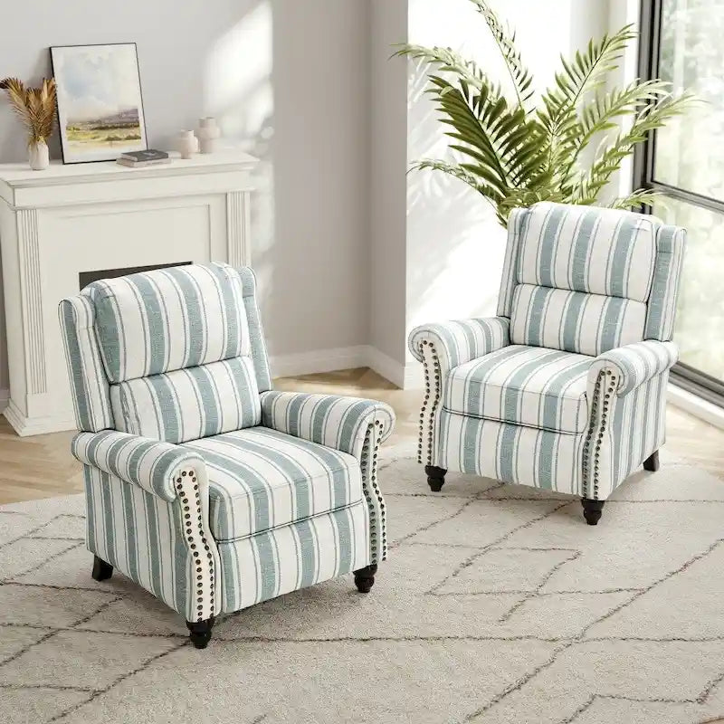 2er-Set moderner Polster-Relaxsessel mit Kunstleder/Stoffbezug