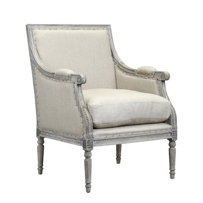 Burnham Home Designs Prentice Collection Cremefarbener Holzarmlehnstuhl
