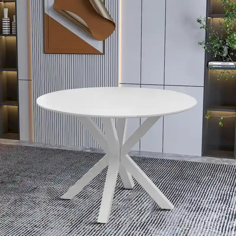 Moderner, runder Esstisch mit minimalistischem Design, MDF-Platte und Metallbeinen