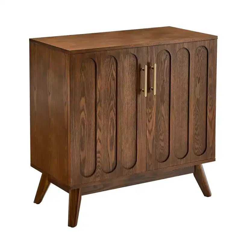MAYEERTY Geriffeltes Sideboard Buffetschrank mit Regalen und Massivholzbeinen für Wohnzimmer und Esszimmer
