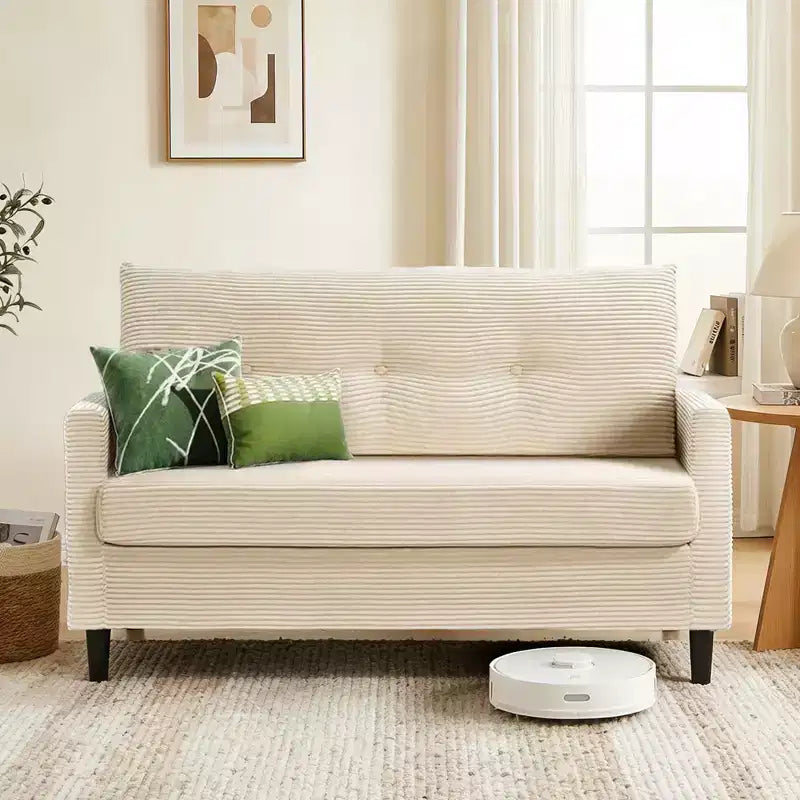Dyonery 2-Sitzer-Sofa, Zweisitzer-Couch für Büro und kleine Räume, 61 cm tiefe Sitzfläche, FSC-zertifizierter Massivholzrahmen, werkzeugloser Aufbau