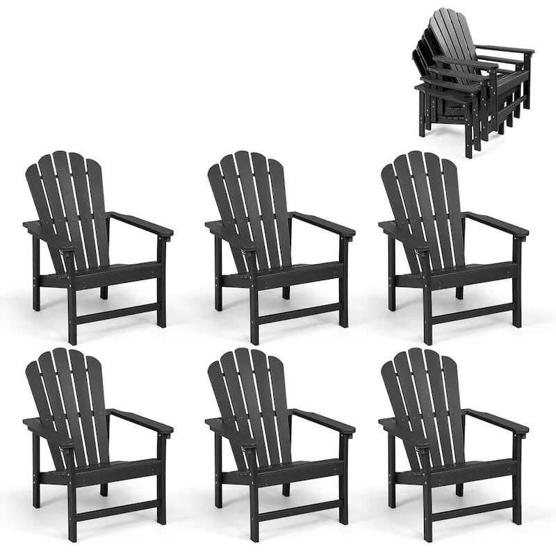 Vrakae 6er-Set stapelbarer Adirondack-Gartenstühle aus HDPE für jedes Wetter