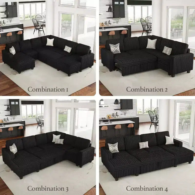 Belffin Cord-Ottomane mit Stauraum für modulares Ecksofa