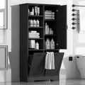 Badezimmerschrank mit Türen und Schubladen, Kippwäschekorb, mehreren Ablagefächern, freistehend
